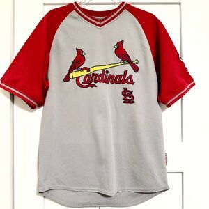 Stitches Red and Gray St. Louis Cardinals Pullover Jersey • Medium